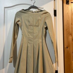 PrettyLittleThing Long Sleeve Cream Dress